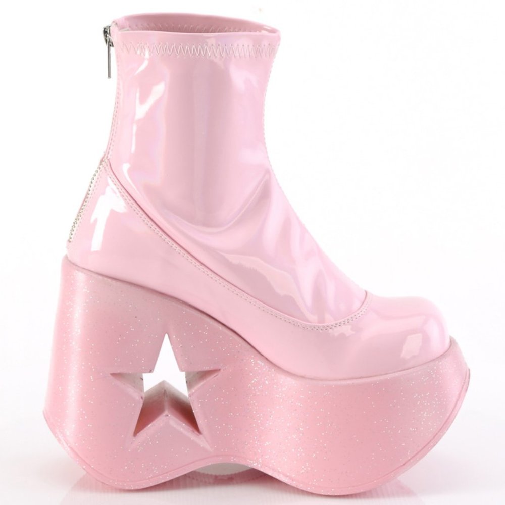 Goth Platform Star Wedge Ankle Boots